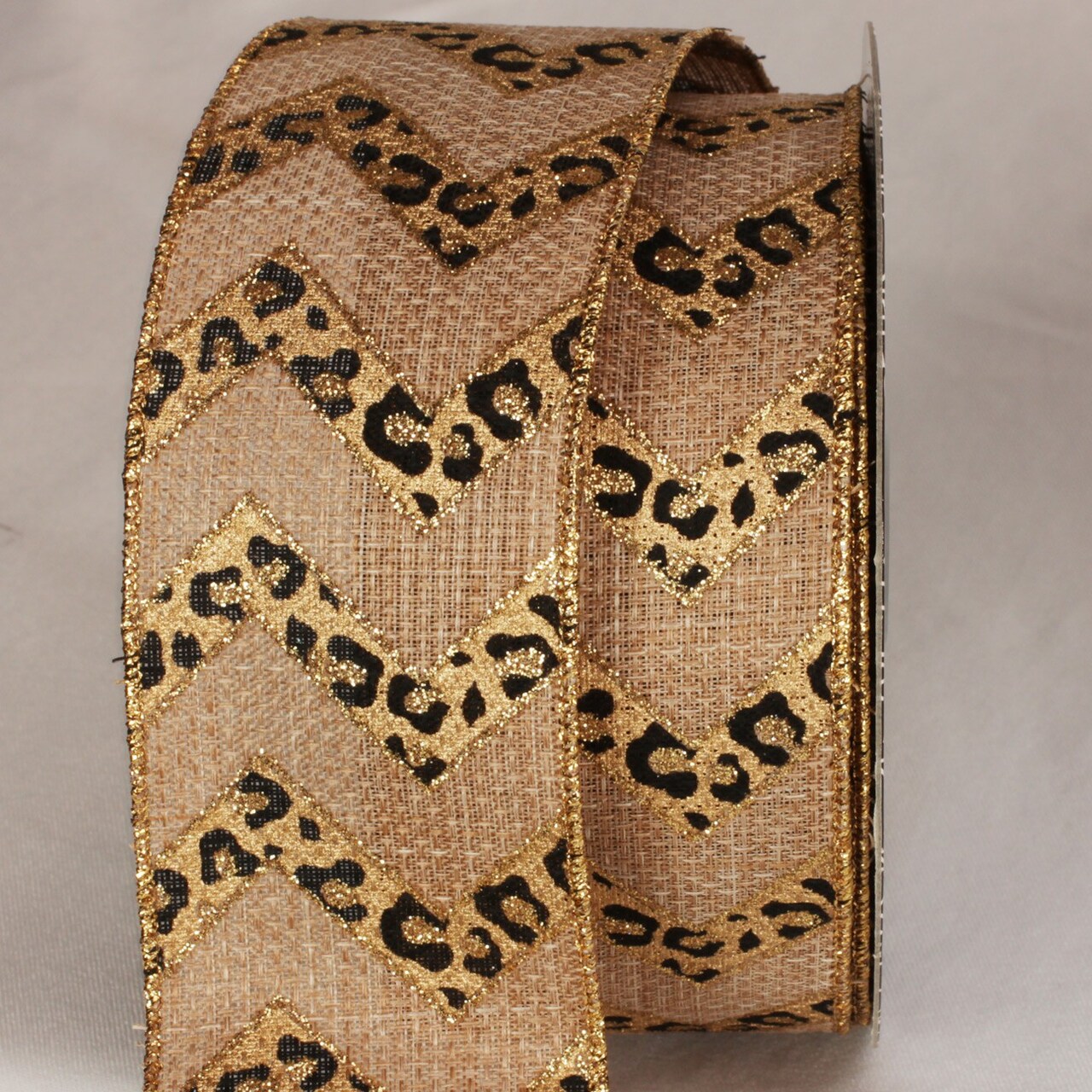 The Ribbon People Gold and Black Cheetah Design Wired Craft Ribbon 2".5 x 20 Yards